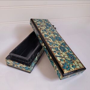 Vintage Kashmir handpainted wooden jewelry box